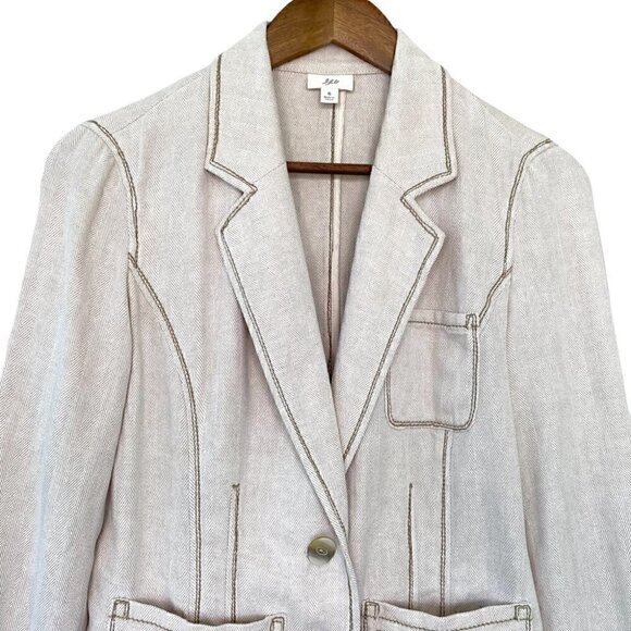 J. Jill linen &  cotton blazer, fitted, unlined, business casual - Picture 3 of 12